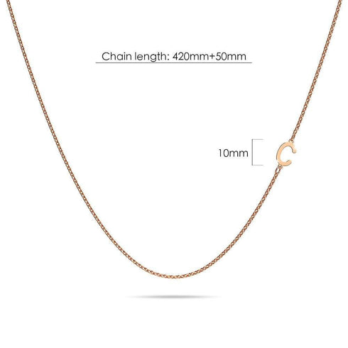Bold Alphabet Letter Initial Charm Necklace in Rose Gold Tone